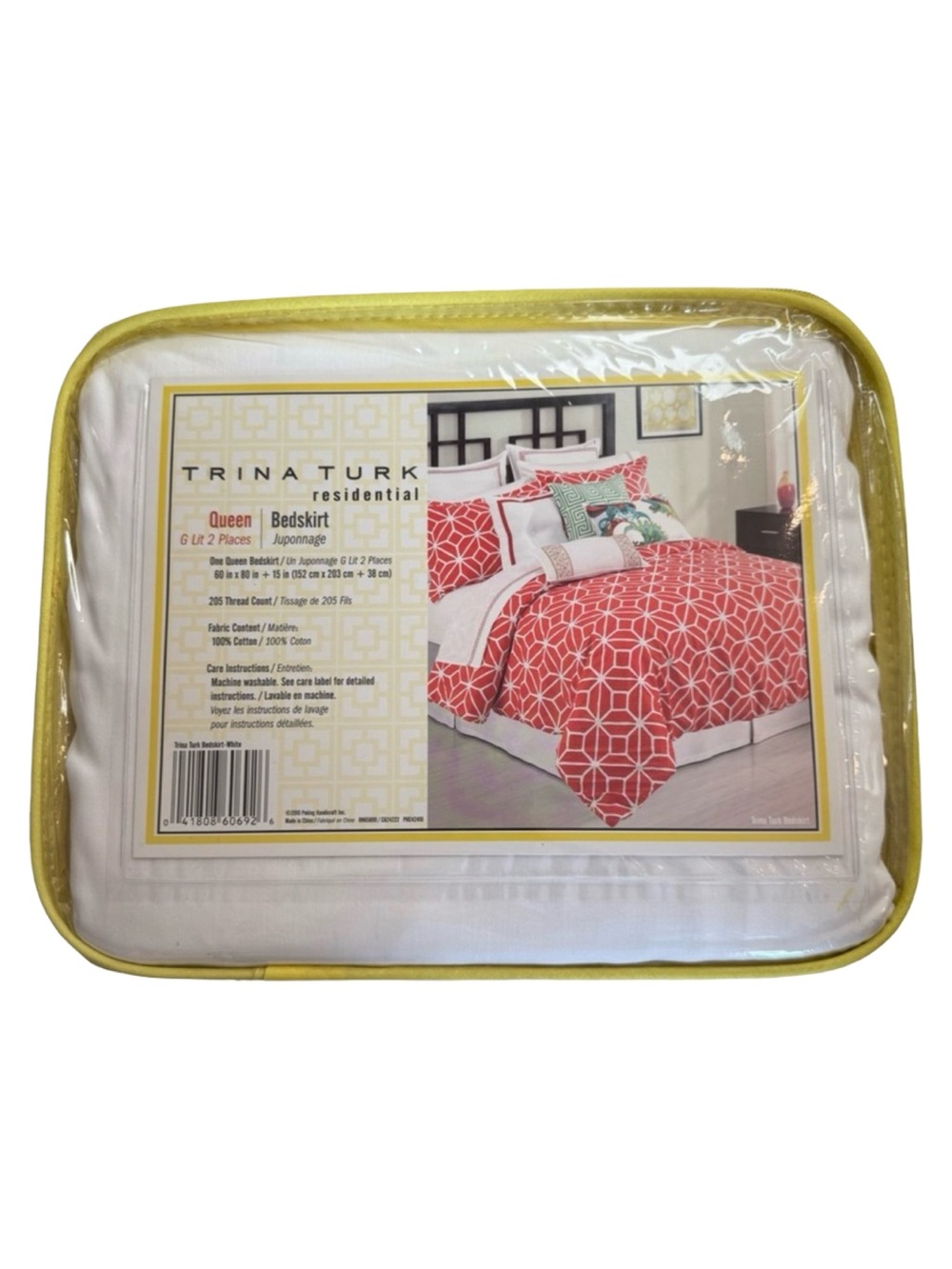 NWT TRINA TURK Queen White Pleated Bedskirt 15” Drop Length 100% Cotton